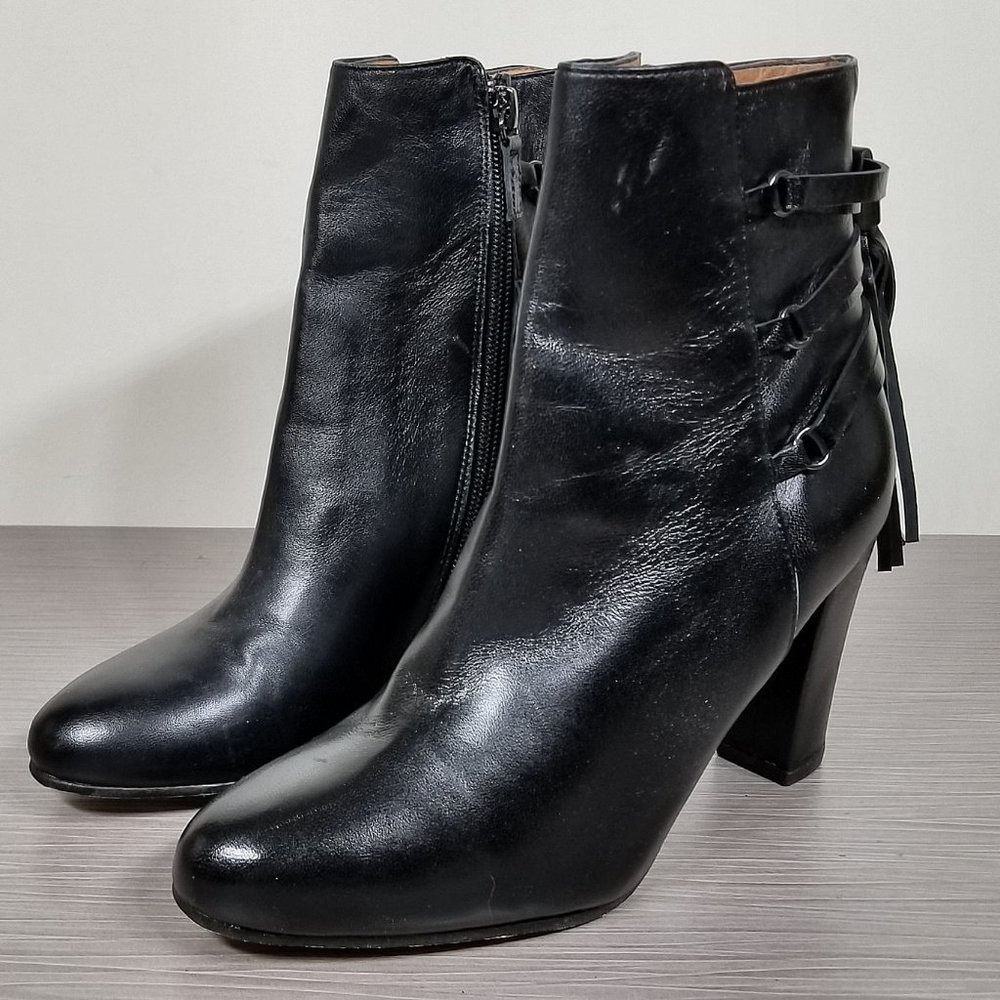 Halogen 'Sadee' Side Zip Bootie, Black Leather, Womens Size 7.5